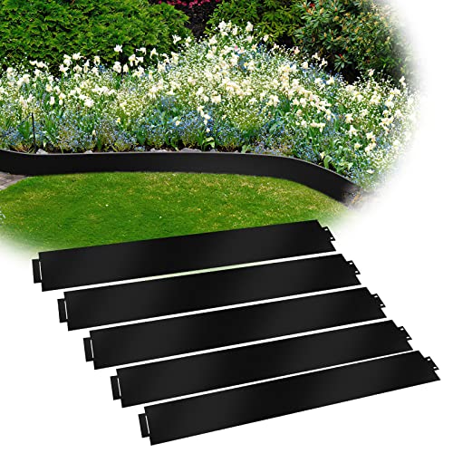 Sonnewelt Rasenkante Verzinkt Rasenkante Metall Beetumrandungen Blumenbeet Umrandung Rasenkantenblech Mähkante Palisade, Schwarz (Länge 35m - Höhe 18cm) von Sonnewelt