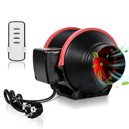Sonnewelt Rohrlüfter 100mm Leise 310m³/h Rauchabzug Ventilator mit Rückstauklappe, Fernsteuerung und EU-Stecker, 2-Gang Regler Abluftventilator Wasserdicht Badlüfter Sonnewelt Rohrlüfter 100mm Leise 310m³/h Rauchabzug Ventilator mit Rückstauklappe, Fernsteuerung und EU-Stecker, 2-Gang Regler Abluftventilator Wasserdicht Badlüfter von Sonnewelt