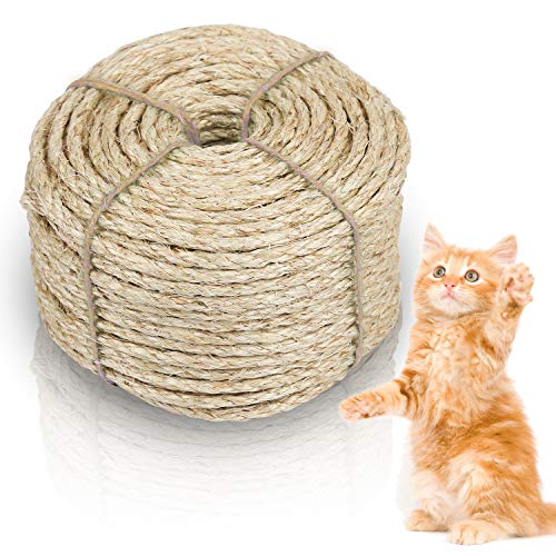 Sonnewelt Sisalseil Kratzbaum Seil 6mm Sisalseil für Katzen Kratzbaum Zubehör Kratzseil Haushalt DIY Sisal Seil, 50m von Sonnewelt