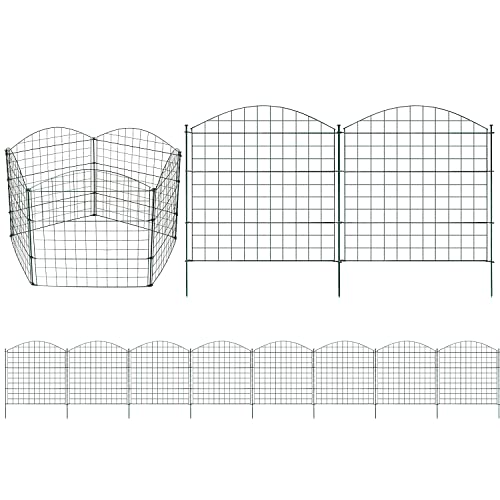 Sonnewelt Teichzaun Steckzaun Gartenzaun Metall Zaunelemente zaun garten Gartenzaun Tiergehege Freigehege zaun für hunde- 10 Zaunelemente 12 Befestigungsstäbe (Grün, Oberbogen) von Sonnewelt