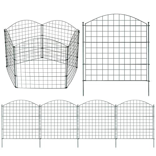 Sonnewelt Teichzaun Steckzaun Gartenzaun Metall Zaunelemente zaun garten Gartenzaun Tiergehege Freigehege zaun für hunde- 5 Zaunelemente 6 Befestigungsstäbe (Grün, Oberbogen) von Sonnewelt