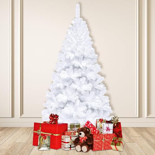 Sonnewelt Weiß Künstlicher Weihnachtsbaum 150cm mit Metallständer Material PVC,unechter Tannenbaum mit 488 Spitzen, eine weihnachtliche Atmosphäre zu schaffen. Sonnewelt Weiß Künstlicher Weihnachtsbaum 150cm mit Metallständer Material PVC,unechter Tannenbaum mit 488 Spitzen, eine weihnachtliche Atmosphäre zu schaffen. von Sonnewelt