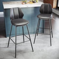 SONNI Barhocker 2er Set, Barstühle, Küchenstühle mit Rückenlehne und Fußstütze, robuster Metallrahmen, gemütliche PU weiche Sitzfläche, für Bar, Küche, Esszimmer, Sitzhöhe 102 cm von Sonni Sanitär GmbH