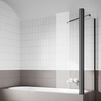 SONNI Duschwand für Badewanne mit Seitenwand Schwarz NANO-GLAS Badewannenaufsatz faltbar Duschabtrennung Badewanne 80x140 cm(BxH) von Sonni Sanitär GmbH