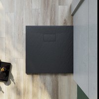 SONNI Duschwanne Schieferoptik und Rutschfeste Struktur Schwarz Duschtasse flach (Inklusive Siphon) von Sonni Sanitär GmbH