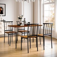 SONNI Esstisch mit 4 Stühlen Holz Solider Stahlrahmen Esszimmer Küche Stühle Tisch Möbel Essgruppe Sitzgruppe,Vintage Dunkelbraun,120x60x76cm von Sonni Sanitär GmbH