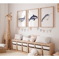 Posterset Kinderzimmer Wale 3Er Set Kinderbilder Als Kinderzimmerdeko Oder Geschenk Zum Kindergeburtstag Zur Geburt von Sonntagsdate