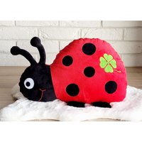 Marienkäfer Kissen Ohne/Mit Namen Deko-Kissen Mit Personalisierung Kuschelkissen Kinderzimmer Minkystoff Velourstoff von SonoVerdeBoutique