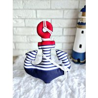 Maritim Deko Kissen Anker Mit Namen Personalisiert Decor Pillow Baumwollstoffe Minky von SonoVerdeBoutique