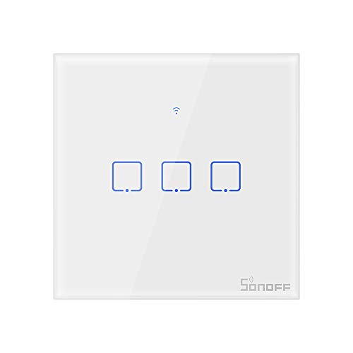 SONOFF T1EU3C Intelligenter kabelloser HF-WLAN-Wandlichtsteuerschalter, 3-Kanal Schalter vom 86er Typ für Automatisierungslösungen in der intelligenten Haustechnik, funktioniert mit Alexa, Google Home von SONOFF
