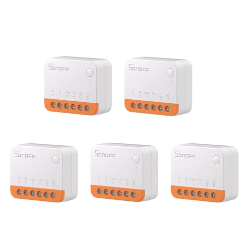 SONOFF 5PCS MINIR4 WiFi Smart Alexa Schalter 2 Wege - Wlan Lichtschalter, Relay Split Mode, 2.4G, Funktioniert Mit Google Home Assistant, Fernbedienung über eWeLink App von SONOFF