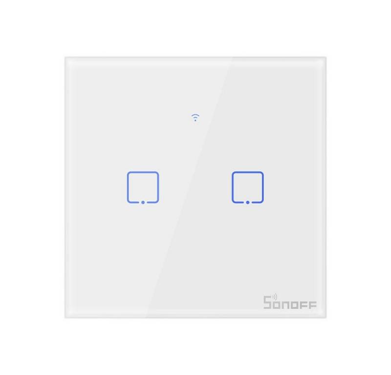 Sonoff Sonoff T1EU2C-TX Smart Wall Switch, 2-Kanal Wand-Schaltaktor, weiß, Wandtaster von Sonoff