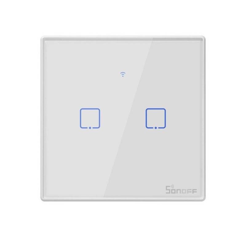 Sonoff Sonoff T2EU2C-TX Smart Wall Switch, 2-Kanal Wand-Schaltaktor, weiß, Wandtaster von Sonoff