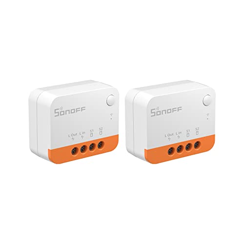 SONOFF ZBMINIL2 Zigbee Smart Schalter 2 Stuck,6A/1440W 2 Way Smart Switch(Kein Neutralleiter Erforderlich),Smart Lichtschalter Zigbee 3.0 Hub Erforderlich,Kompatibel mit Alexa, Google Home. von SONOFF