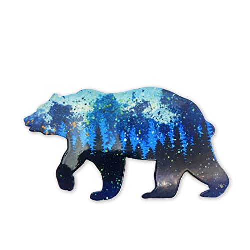 Sonoran Souvenirs Black Bear Metallische Bildschirmschutzmagnete, Set mit 2 gestanzten, passenden Magneten, robuste Heimdekoration für Vorhänge und Bildschirme, glänzende Oberfläche, 12,7 cm B x 7 cm von Sonoran Souvenirs