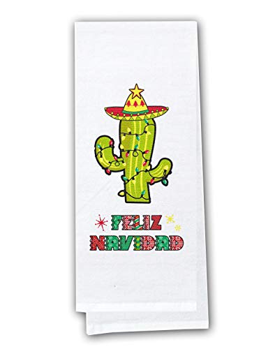 Sonoran Souvenirs Feliz Navidad Kaktus mit Sombrero-Hut, Geschirrtuch, saugfähig, 38,1 x 63,5 cm, für Urlaub, Weihnachten, Küchendekoration von Sonoran Souvenirs