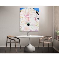 Georgia O'keeffe Kunstdruck, Kunst, Okeeffe Blumen, Weiße Bedrucktes Blumengemälde von SonshineDecorStore