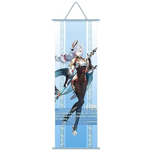 Sonsoke Genshin Impact Anime Figur Wall Scroll Poster Game Role Merch Anime Poster Hanger Anime Wall Decor Poster 27,5 x 9,8 cm Rahmen (Shen He) von Sonsoke