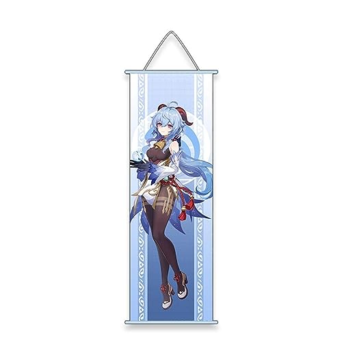 Sonsoke Genshin Impact Anime Figur Wall Scroll Poster Game Roll Merch Anime Poster Hanger Anime Wall Decor Poster 69,5 x 24,8 cm Rahmen (ganyu) von Sonsoke