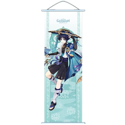 Sonsoke Genshin Impact Anime Figur Wand Scrollen Poster Spiel Rolle Merch Anime Poster Aufhänger Anime Wand Decor Poster 70 x 9,8 Rahmen (Wanderer) von Sonsoke