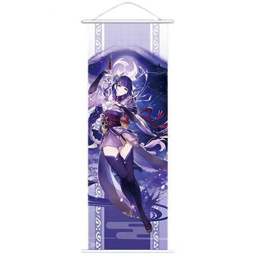 Sonsoke Anime Figur Wand Scrollen Poster Spiel Rolle Merch Poster Aufhänger Anime Wanddekoration Poster 60 x 24 cm Rahmen (Raiden Shogun Baal) von Sonsoke