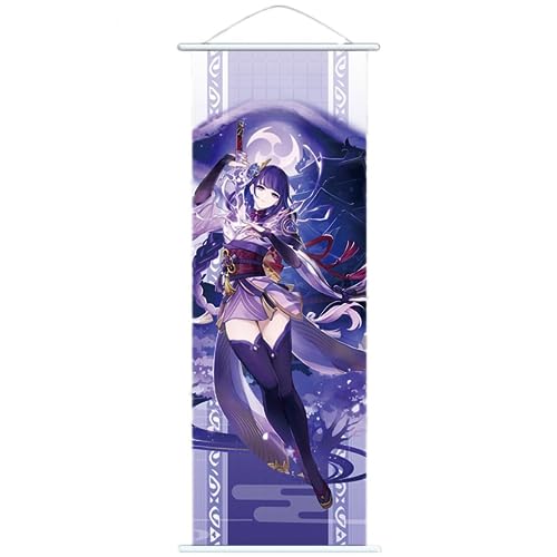 Sonsoke Genshin Impact Anime Figur Wand Scrollen Poster Spiel Rolle Merch Poster Aufhänger Anime Wanddekoration Poster 60 x 24 cm Rahmen (Raiden Shogun Baal) von Sonsoke