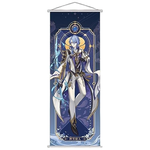 Sonsoke Genshin Impact Anime Figur Wandkunst Poster Wandbehang Scrollen Poster Leinwand Kunst Wandrahmen Schlafzimmer Dekor 70 x 25 cm (Kamisato Ayato) von Sonsoke