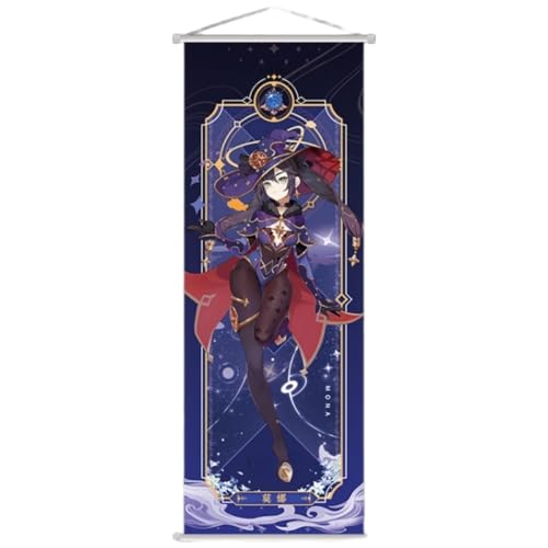 Sonsoke Genshin Impact Anime Figur Wandkunst Poster Wandbehang Scrollen Poster Leinwand Kunst Wandrahmen Schlafzimmer Dekor 70 x 25 cm (Mona) von Sonsoke