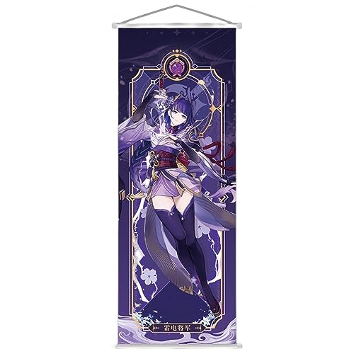 Sonsoke Genshin Impact Anime Figur Wandkunst Poster Wandbehang Scrollen Poster Leinwand Kunst Wandrahmen Schlafzimmer Dekor 70 x 25 cm (Raiden Shogun) von Sonsoke