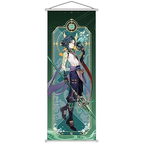 Sonsoke Genshin Impact Anime Figur Wandkunst Poster Wandbehang Scrollen Poster Leinwand Kunst Wandrahmen Schlafzimmer Dekor 70 x 25 cm (Xiao) von Sonsoke