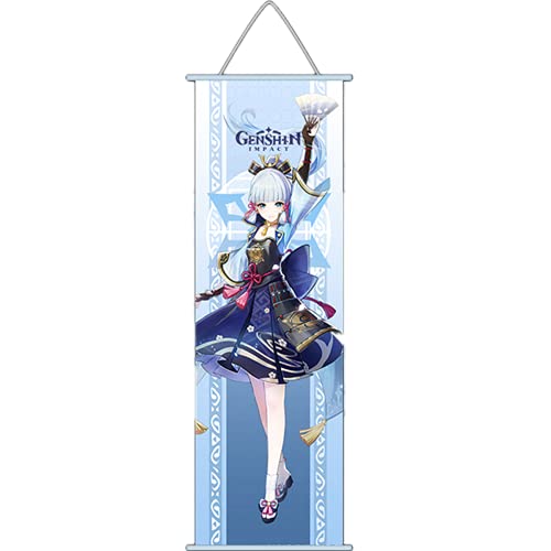 Sonsoke Genshin Impact Anime Figure Wall Scroll Poster Game Role Merch Anime Poster Hanger Anime Wall Decor Poster 27,5 x 9,8 cm Rahmen (Kamisato Ayaka) von Sonsoke