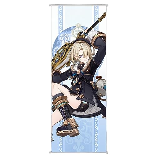 Sonsoke Genshin Impact Figur Wand-Scroll Poster Spiel Rollenspiel Merch Poster Aufh?nger Anime Wanddekoration Poster 27,5 x 9,8 Rahmen (Freminet) von Sonsoke