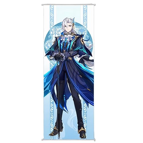 Sonsoke Genshin Impact Figure Wall Scroll Poster Game Role Merch Poster Hanger Anime Wall Decor Poster 27.5 X 9.8 Frame (Neuvillette) von Sonsoke