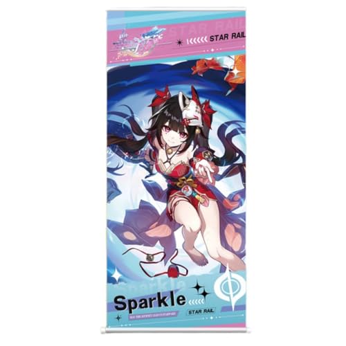 Sonsoke Honkai Star Rail Game Scroll-Poster, Wandbehang, Stoff-Wandrolle, Poster, hängende Wandkunst, Raumdekoration, 70 x 30 cm (funkelnd) von Sonsoke