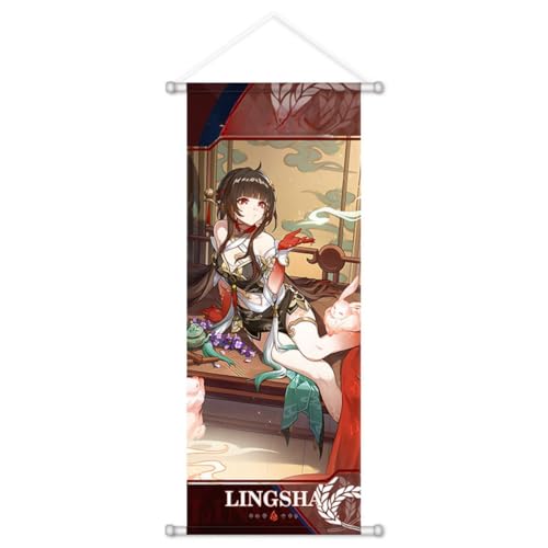 Sonsoke Poster mit Spielrollen-Motiv, Wandbehang, Stoff-Wandrolle, Poster, hängende Wandkunst, Raumdekoration, 75 x 28 cm (Lingsha) von Sonsoke