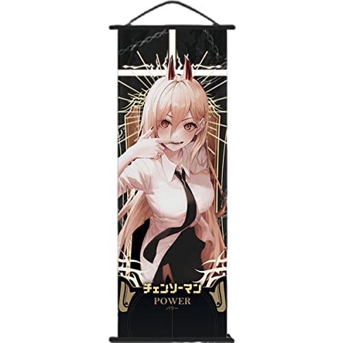 Sonsoke Kettensäge Mann Anime Figur Wandkunst Poster Wandbehang Scrollen Poster Leinwand Kunst Wandrahmen Schlafzimmer Dekor 70 x 25 cm (Power 1) von Sonsoke