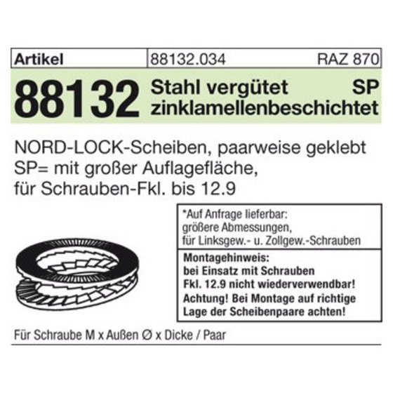 ART 88132 NORD-LOCK Scheiben geklebt A 4 NL 24 SPSS (25,3 x 48,5 x 3,2) A 4 S von Sonstige