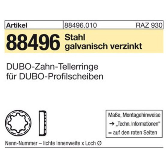 DUBO-Zahntellerringe ART 88496 Stahl galv. verzinkt, Typ Nr. 412 gal Zn S von Sonstige