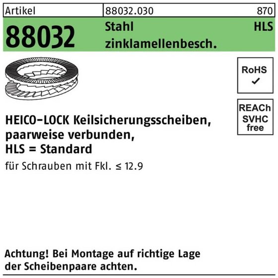 Keilsicherungsscheiben ART 88032 geklebt flZnnc 3,4 x 7,0 x 1,8 flZnnc S von Sonstige