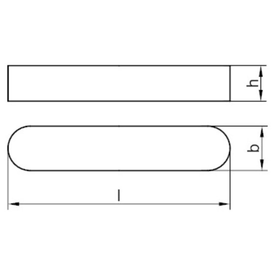 Passfeder DIN 6885 Form A o. Bohrung rundstirnig Stahl C45+C blank 10 50 x 8 von Sonstige