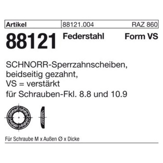 Schnorr Scheiben ART 88121 1.4301 VS 10 A 2 S von Sonstige