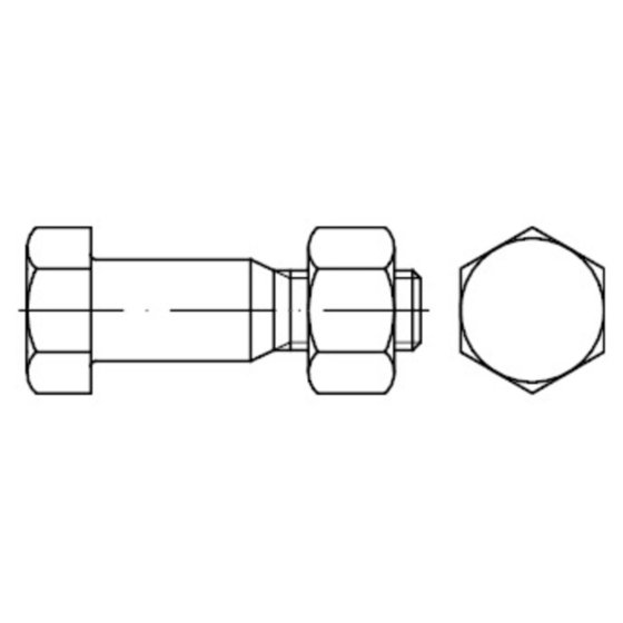 Sechskant-Paßschraube mit 6kt.-Mutter DIN 7968 MU Stahl 5.6/CE galZn M12x 40 von Sonstige