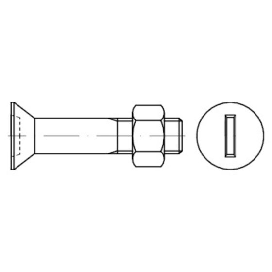 Senkschraube mit Schlitz und 6kt.-Mutter DIN 7969 MU Stahl 4.6/CE galZn M24x 60 von Sonstige