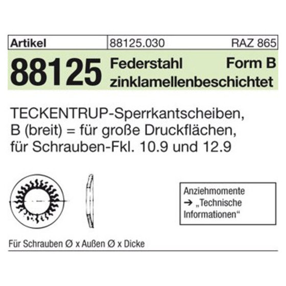 TECKENTRUP-Sperrkantscheiben ART 88125 A 4 SKB 10 A 4 S von Sonstige
