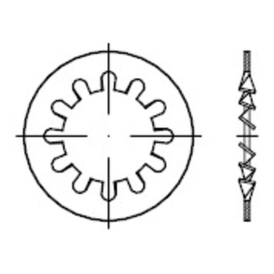 Zahnscheiben innengezahnt, DIN 6797 Federstahl blank Form I 4,3mm von Sonstige