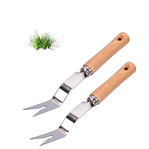 Sonwaha Unkrautstecher Edelstahl 2 PCS Gartengeräte Unkrautstecher,Unkrautjäter Wurzeljäter mit Holzgriff zum Jäten Ihres Gartens Gartengeräte Gartenwerkzeug von Sonwaha