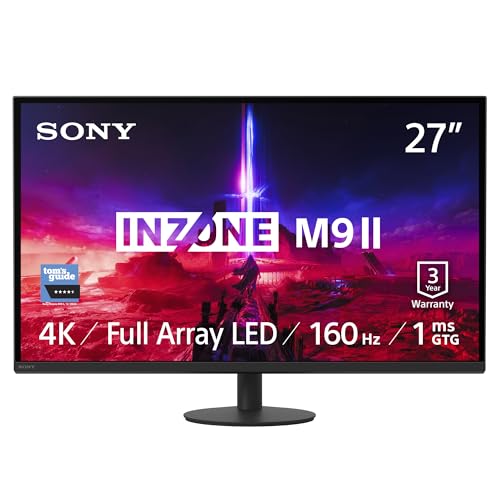 Sony INZONE M9II 27" 4K Ultra HD PC Gaming Monitor: 2160p Auflösung - 160Hz Bildwiederholfrequenz - 1ms GTG - DCI-P3 95% Spektrum - Full Array LED - G-Sync - Adaptive Sync - VRR, Schwarz von Sony