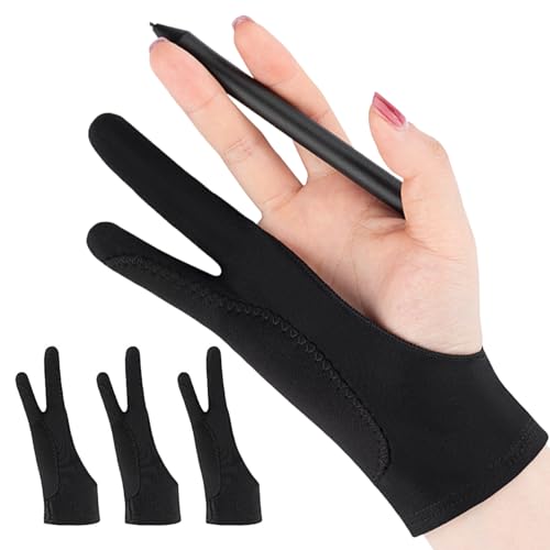 SooGree Zeichenhandschuh Künstler Handschuhe zum Zeichnen Digital Zeichnen Handschuh mit zwei Fingern für iPad Grafiktablett Skizzieren Smudge Guard Rechte Hand von SooGree