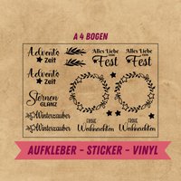 Aufkleber Weihnachten | Sticker Winter Weihnachtsdeko Für Kerzenglas, Laternen, Fenster Winterdeko Vinylaufkleber von SooSchee