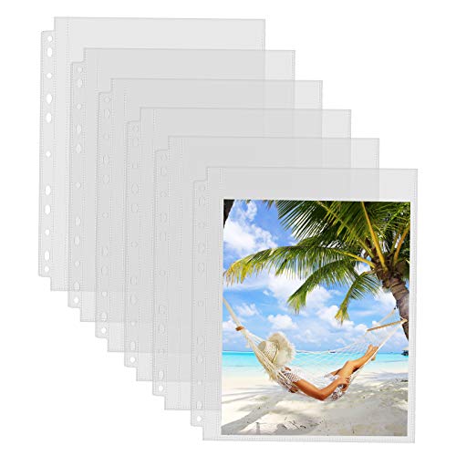 Sooez 30 Stück strapazierfähige Foto-Seitenschutz (8 x 10, 60 Fotos), durchsichtige Kunststoff-Fotoalbumhüllen für 3-Ringbinder, eine Tasche pro Seite oben laden, doppelseitig. von Sooez